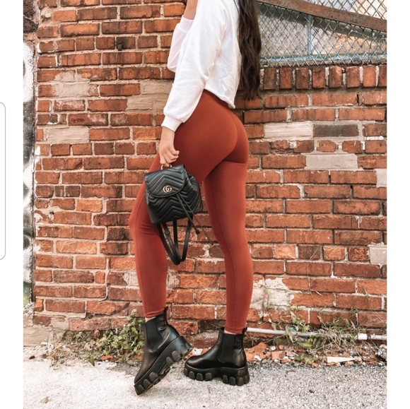 ByEgris NWT leggings. Color is brick - Picture 3 of 4